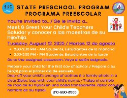 Orange flyer with Meet and Greet information